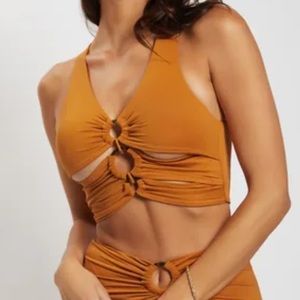 Meshki Skylar Triple O-Ring Crop Top - Burnt Orange - Medium